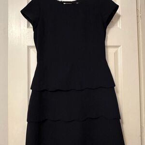 Club Monaco Navy Scalloped Tiered Dress